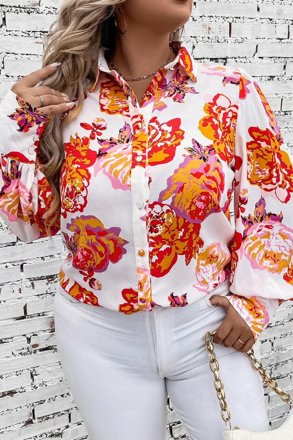 Elegant Printed Plus Size Blouse - Love Salve 