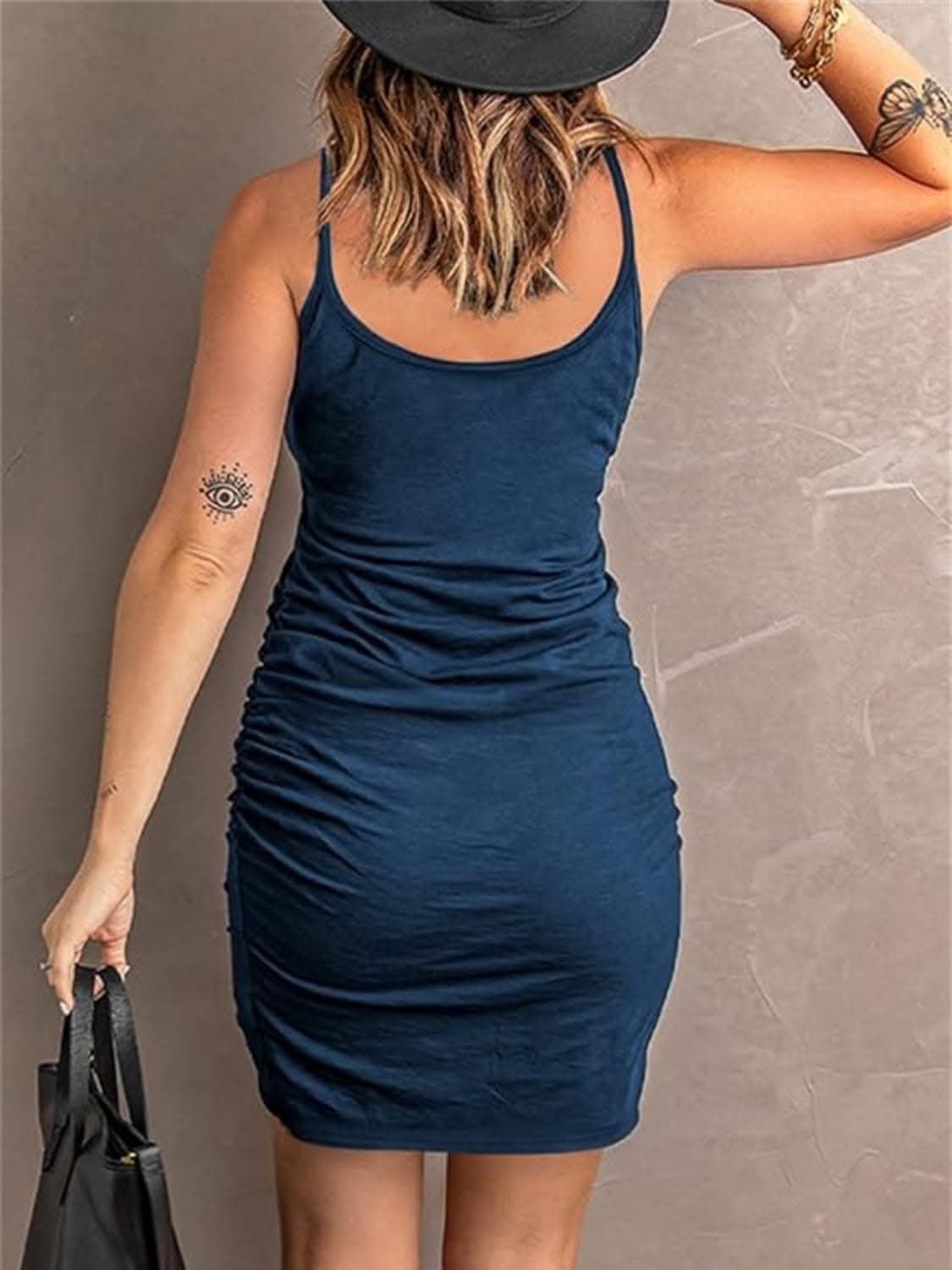 Elegant Ruched Cami Dress in Mini Size for Effortless Style 