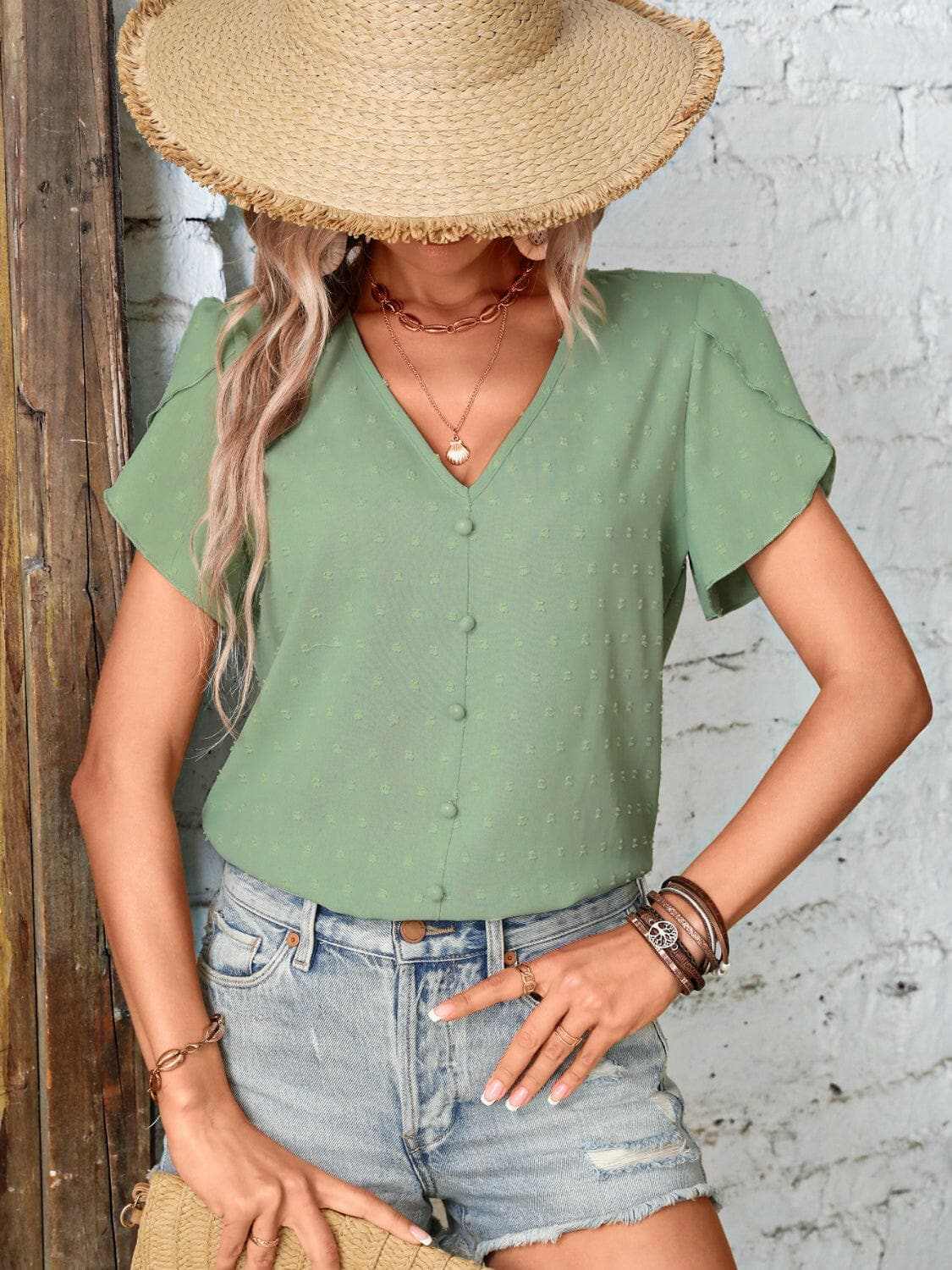 Elegant Swiss Dot Blouse - Love Salve 