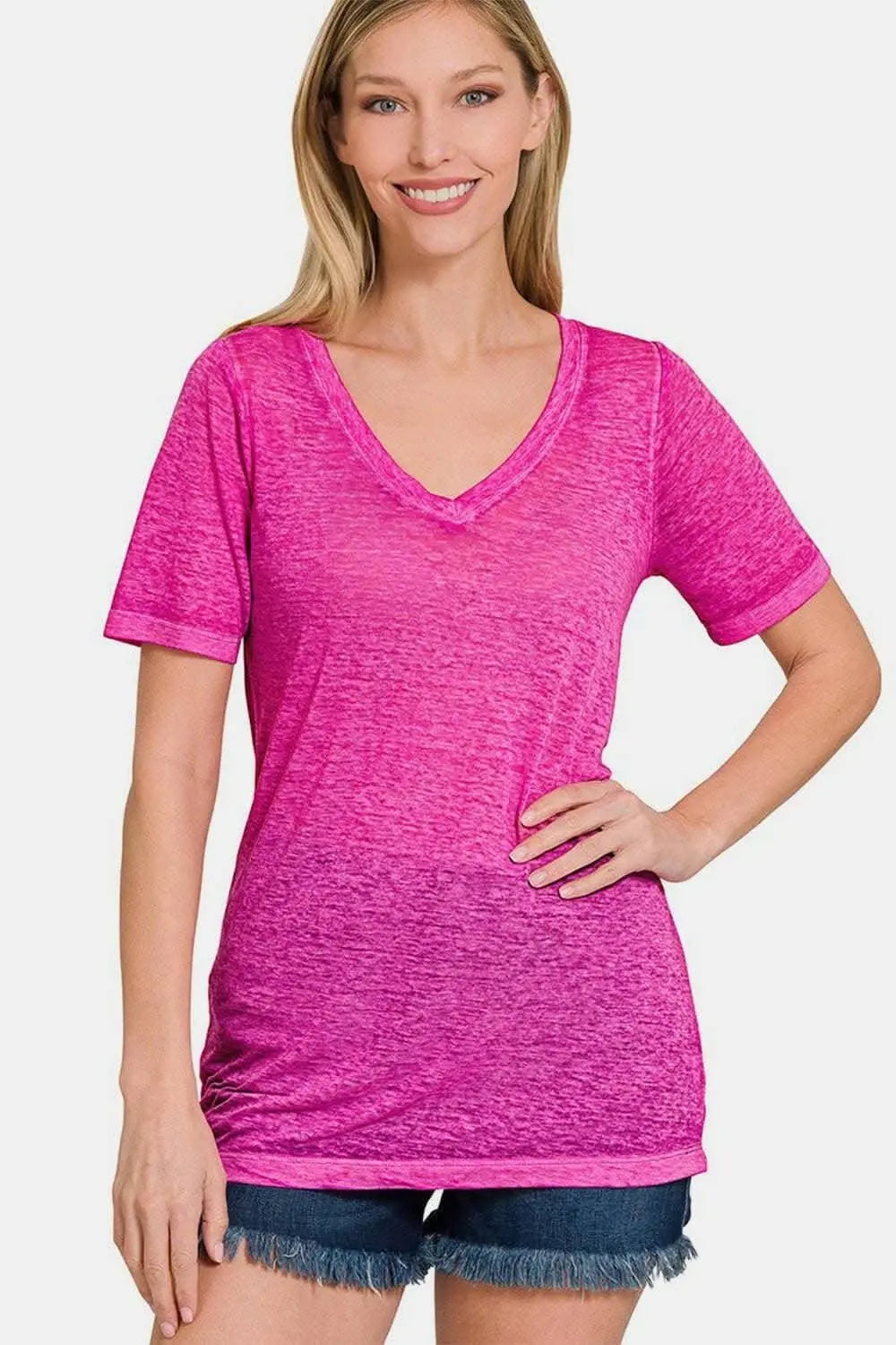 Elegant V-Neck Essential Tee - A Versatile Wardrobe Staple - Love Salve 
