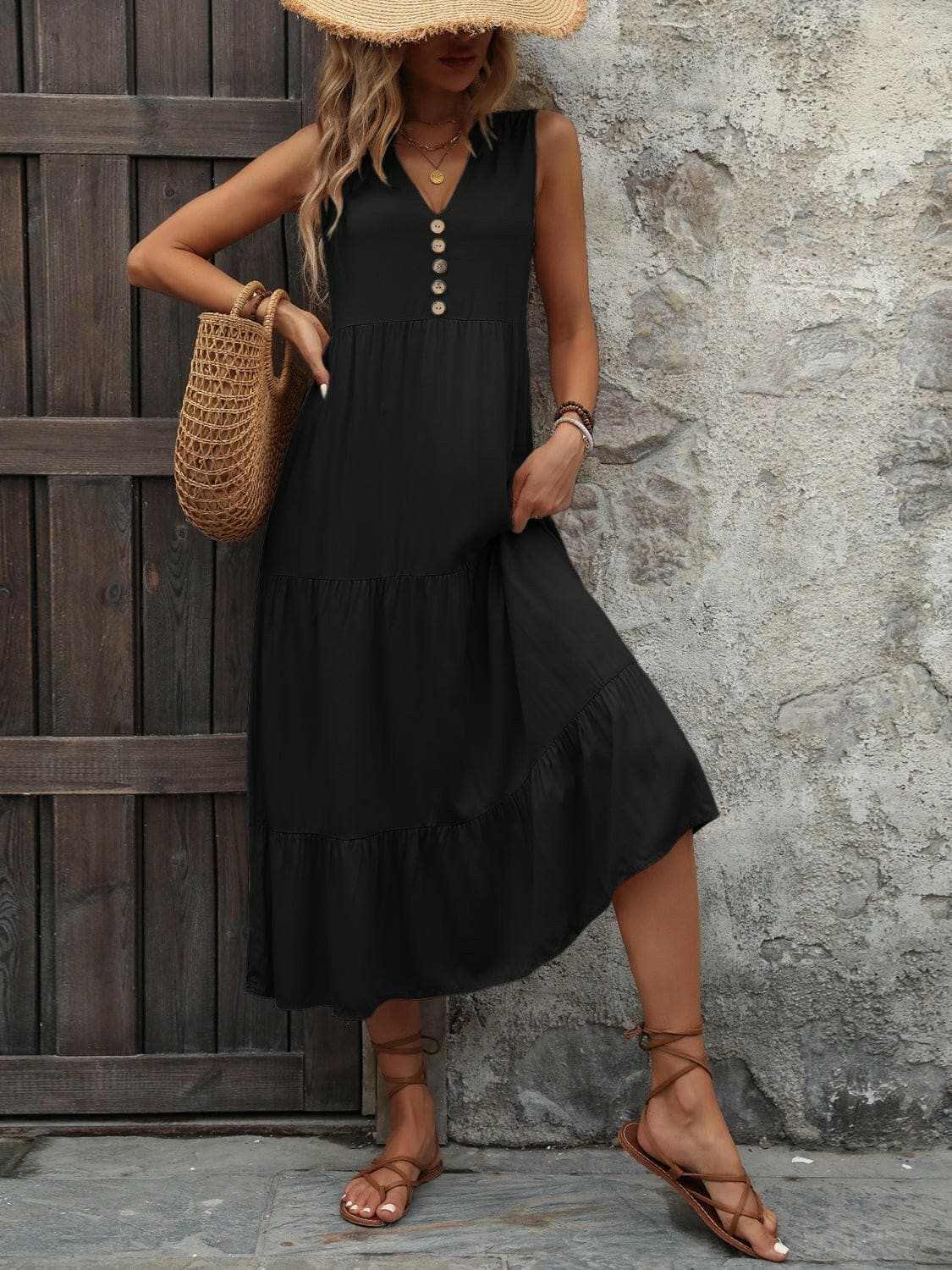 Elegant buttoned cotton dress - Love Salve 