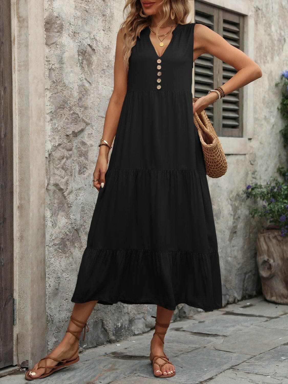 Elegant buttoned cotton dress - Love Salve 