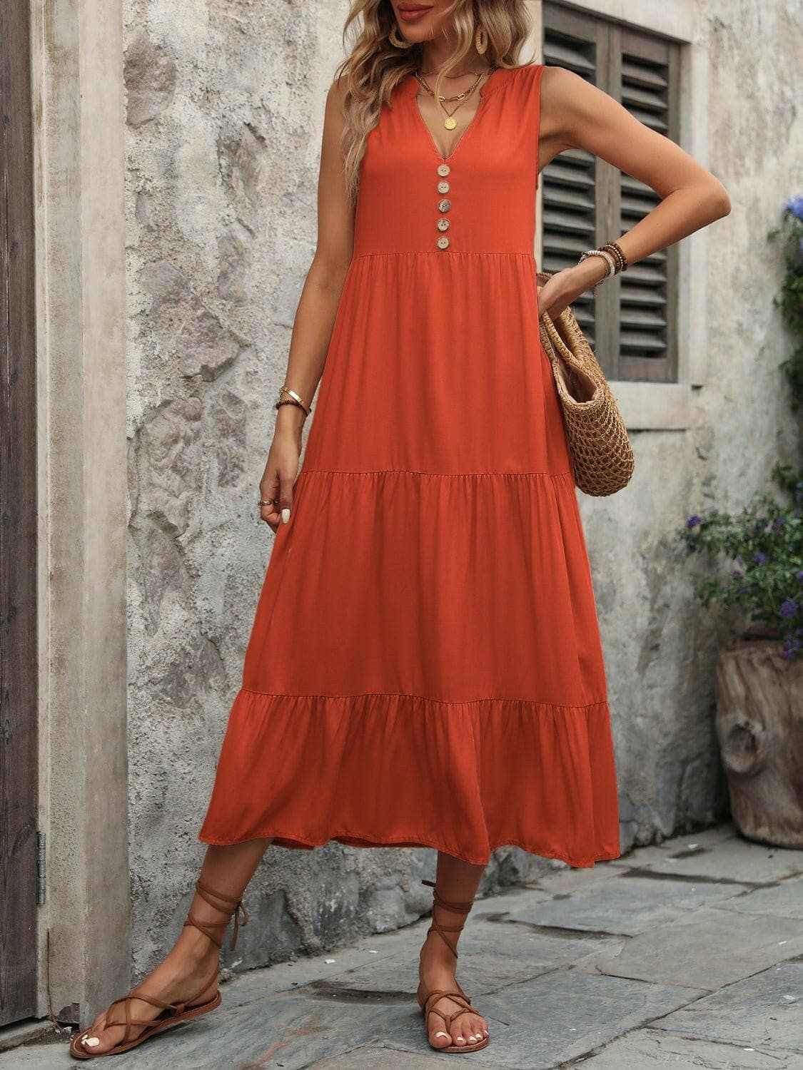 Elegant buttoned cotton dress - Love Salve 