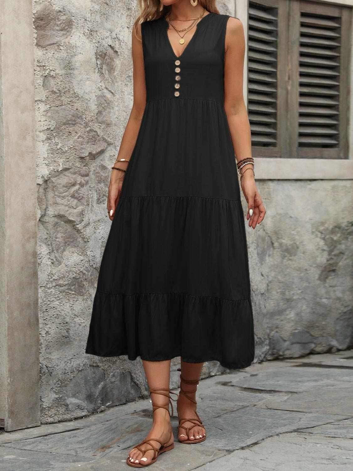 Elegant buttoned cotton dress - Love Salve 