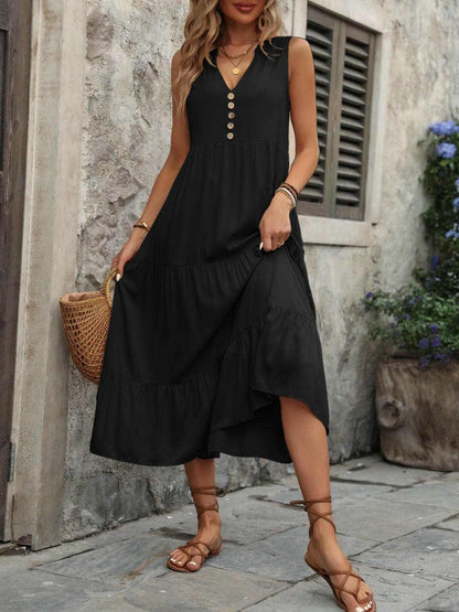 Elegant buttoned cotton dress - Love Salve 