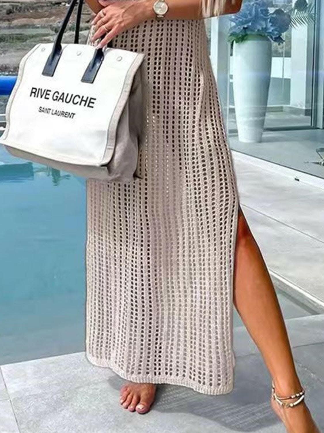 Elegant cutout wide strap dress 
