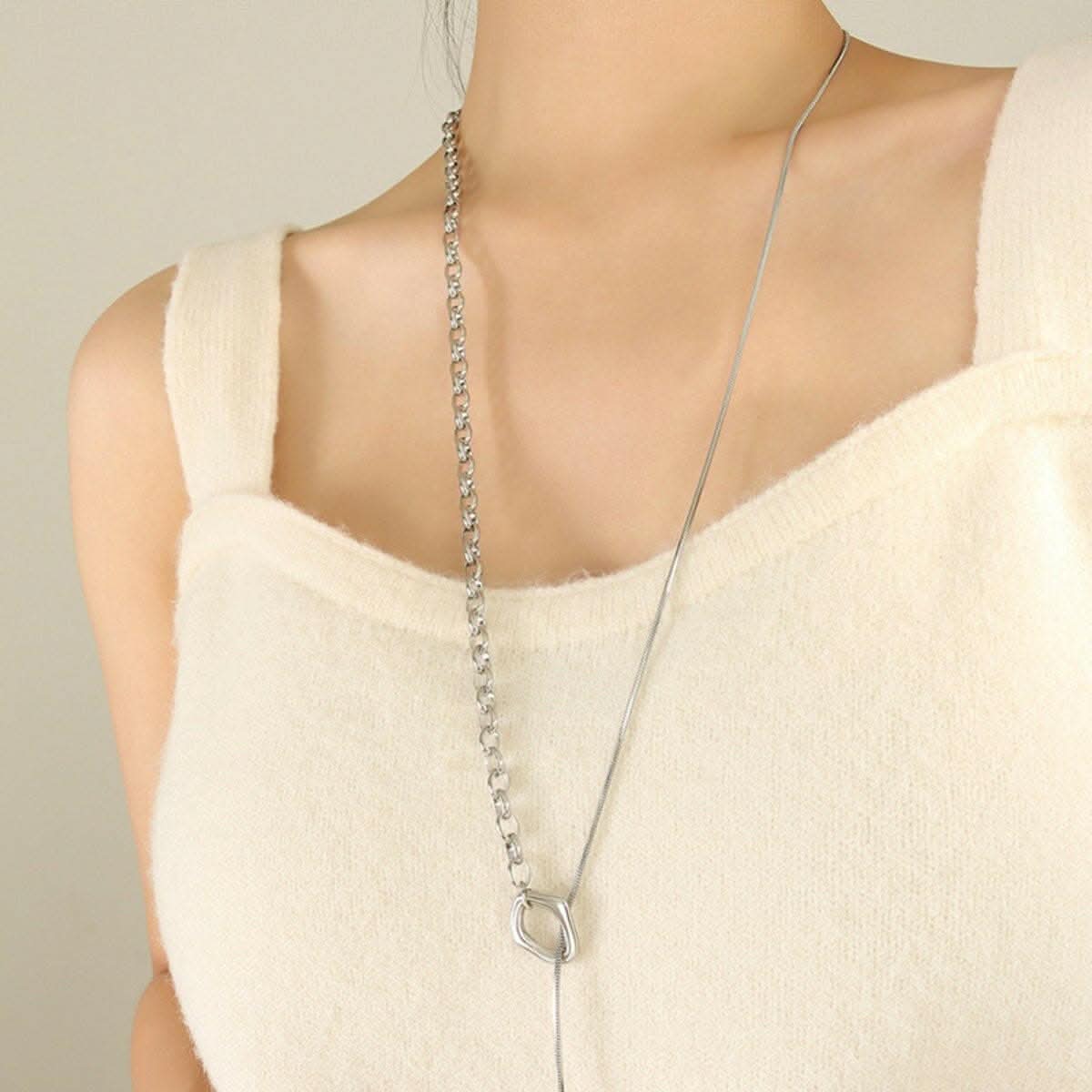Elegant dual-tone titanium necklace - Love Salve 