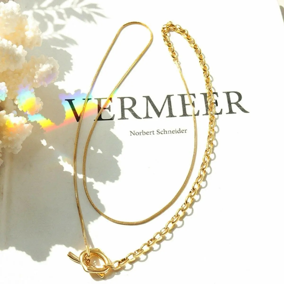 Elegant dual-tone titanium necklace - Love Salve 