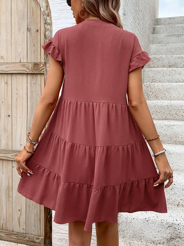Elegant flounce sleeve mini dress - Love Salve 