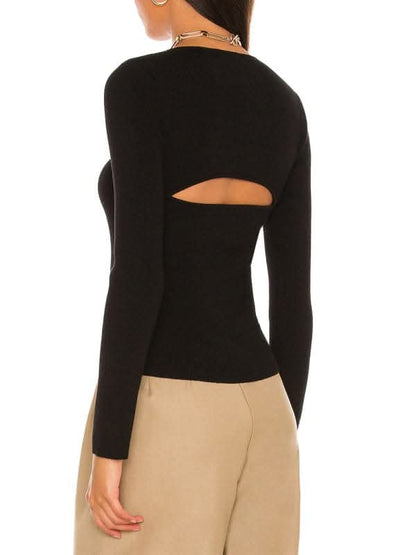 Elegant hollow knit blouse for women 
