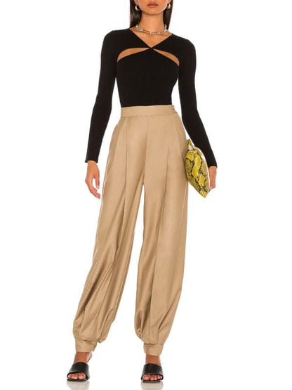 Elegant hollow knit blouse for women 