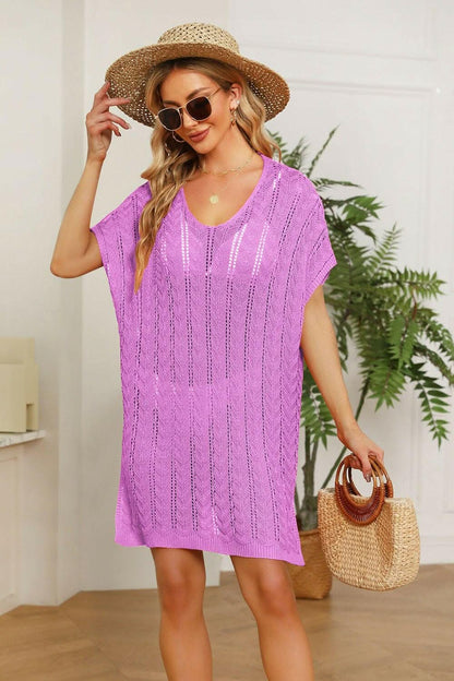 Elegant knit cover up with slits - Love Salve 