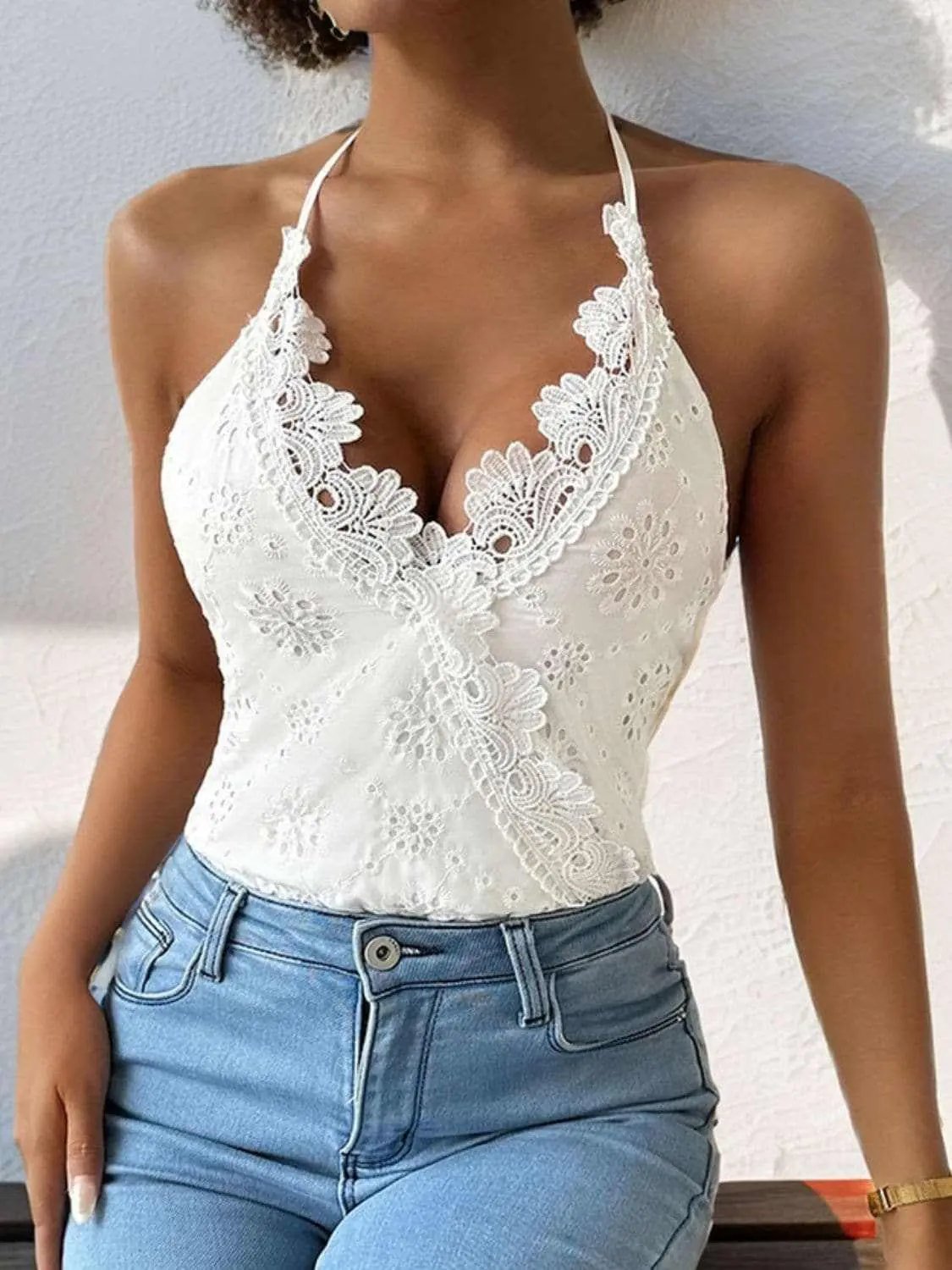 Elegant lace bodysuit with sheer details - Love Salve 