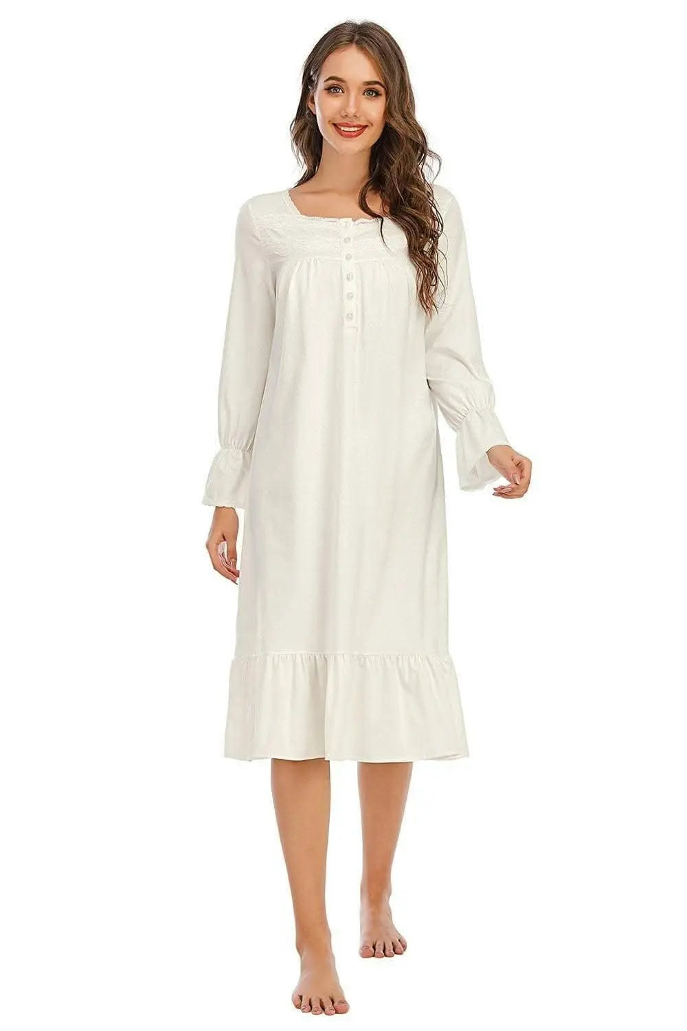 Elegant lace nightgown - ruffled hem - Love Salve 