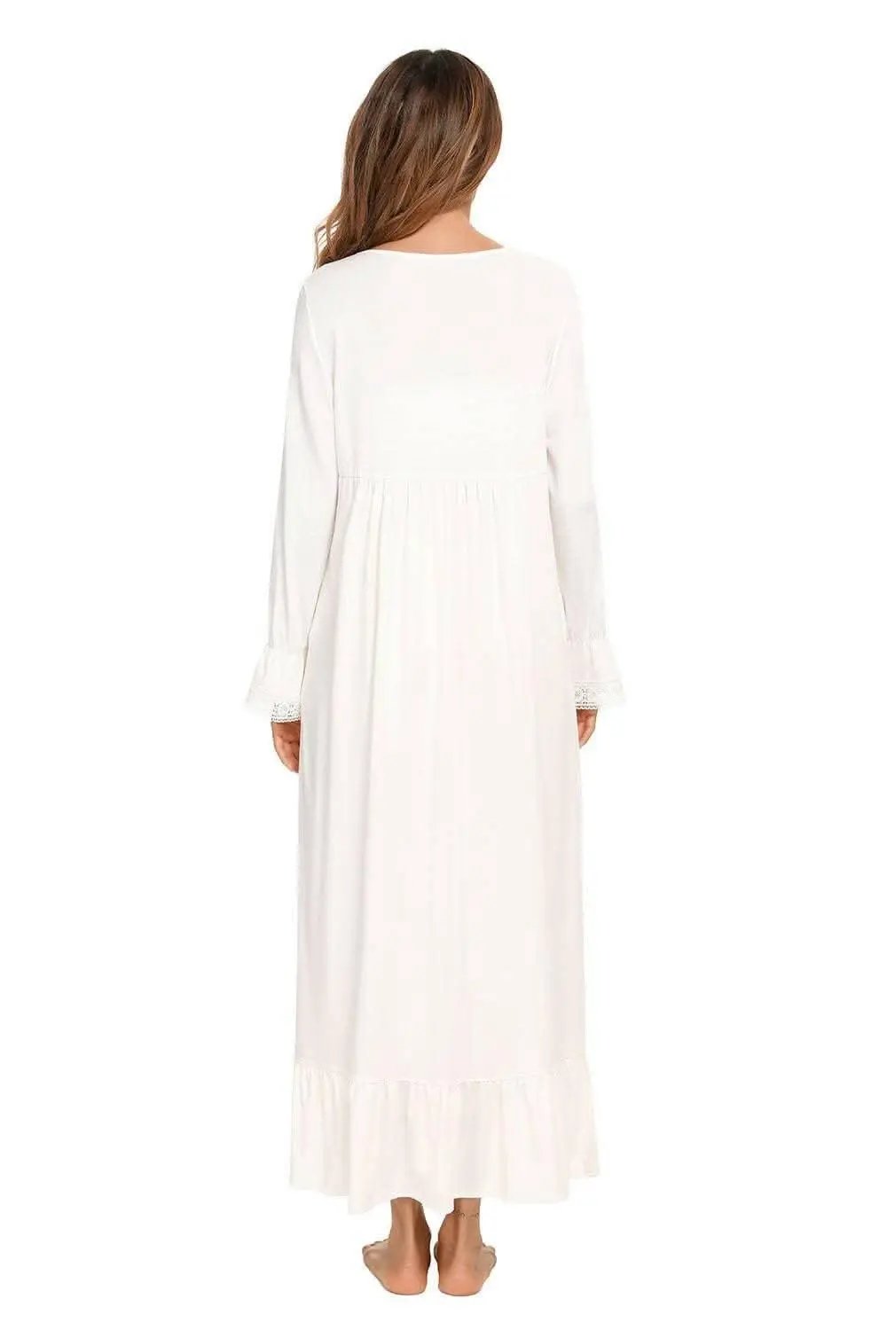 Elegant lace night gown with sleeves - Love Salve 