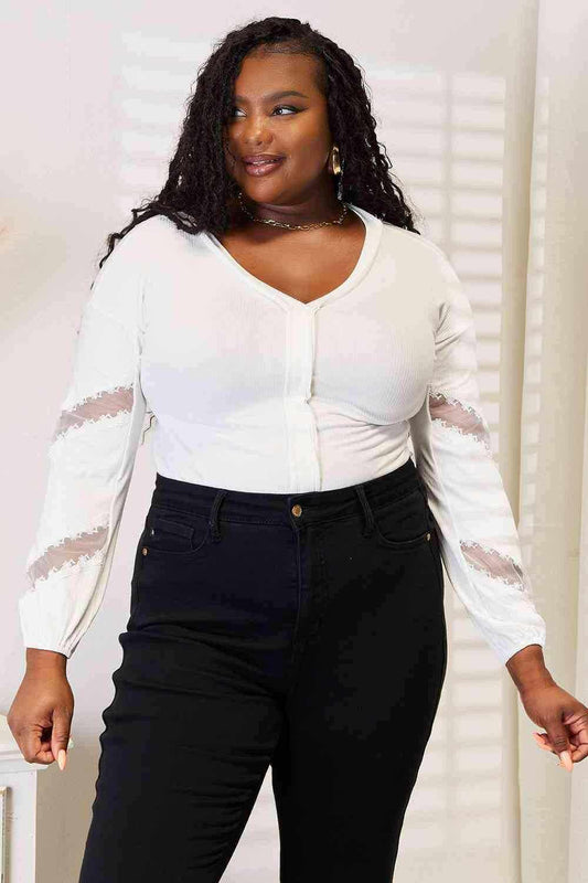 Elegant lace v-neck blouse - Love Salve 