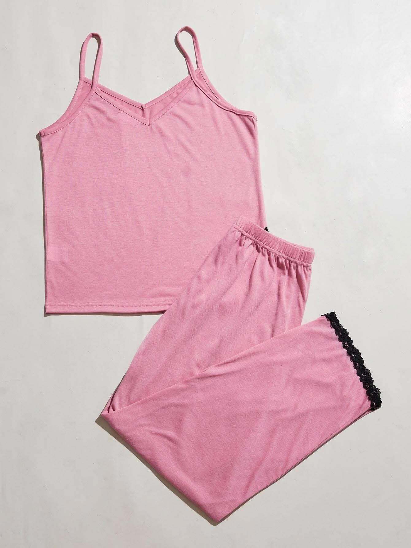 Elegant lace v-neck pajama set - Love Salve 
