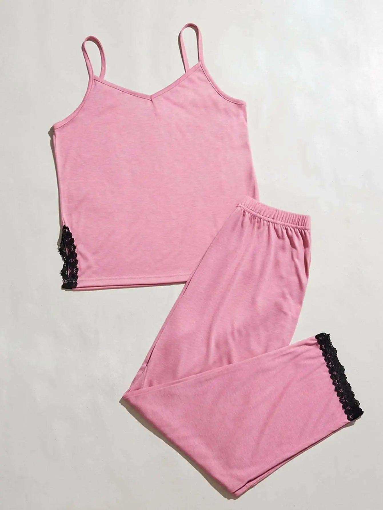 Elegant lace v-neck pajama set - Love Salve 