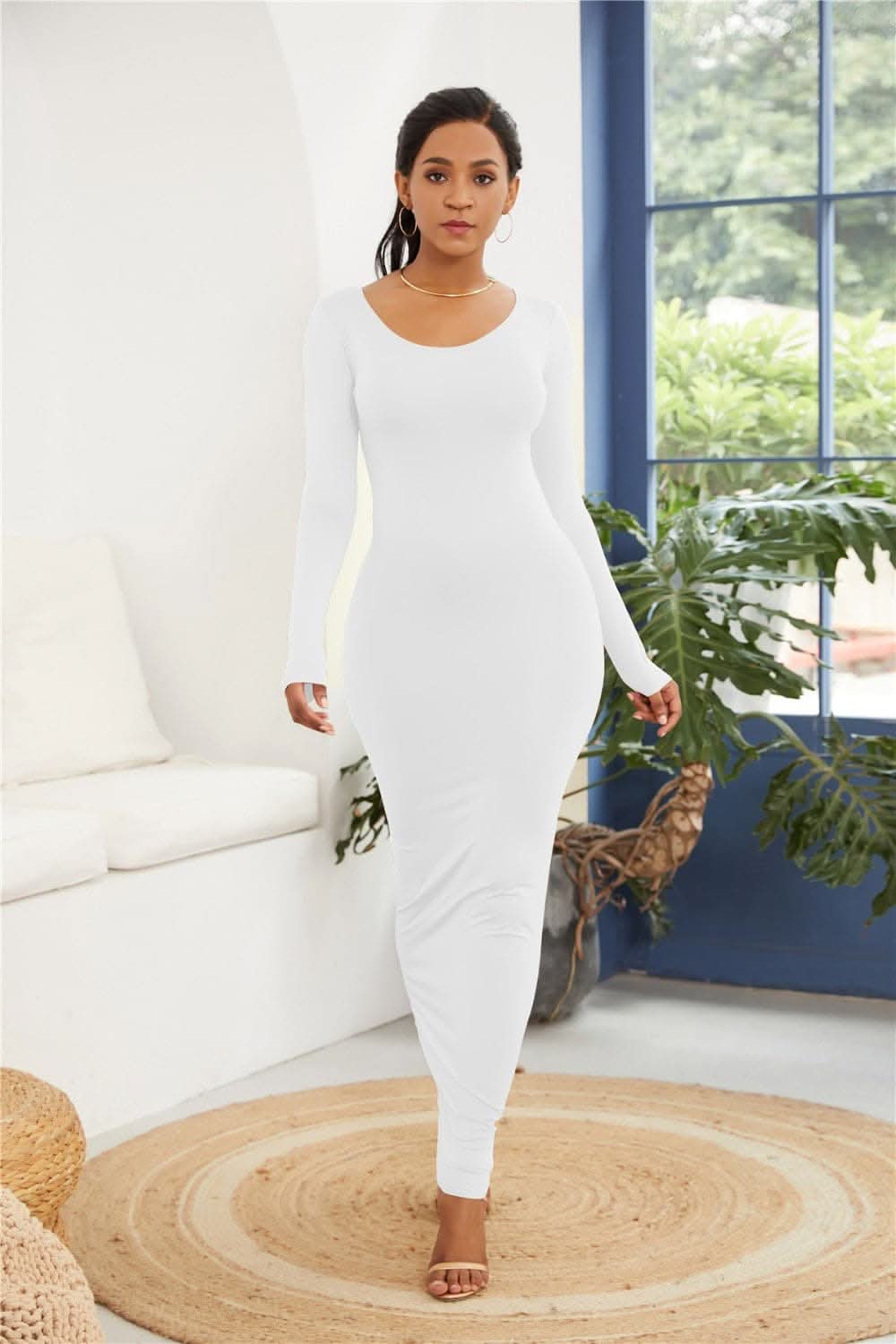 Elegant long sleeve wrap dress 