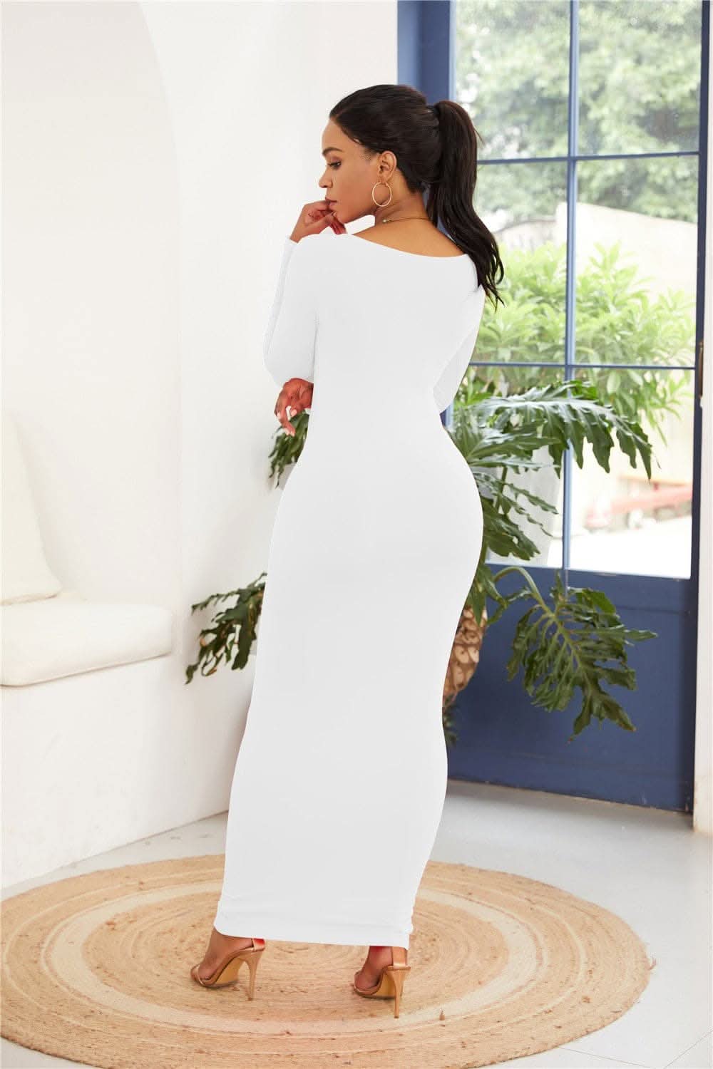 Elegant long sleeve wrap dress 