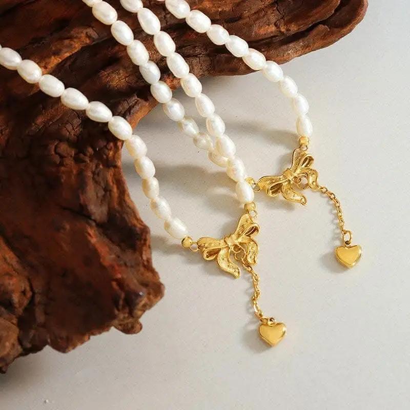 Elegant pearl heart necklace - Love Salve 