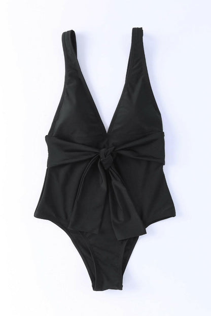 Elegant plunge one-piece swimsuit 