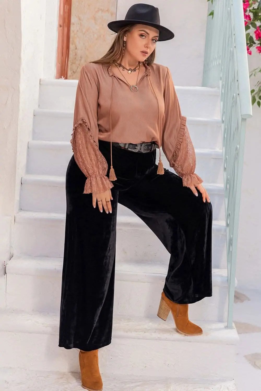 Elegant plus size flounce sleeve blouse - Love Salve 