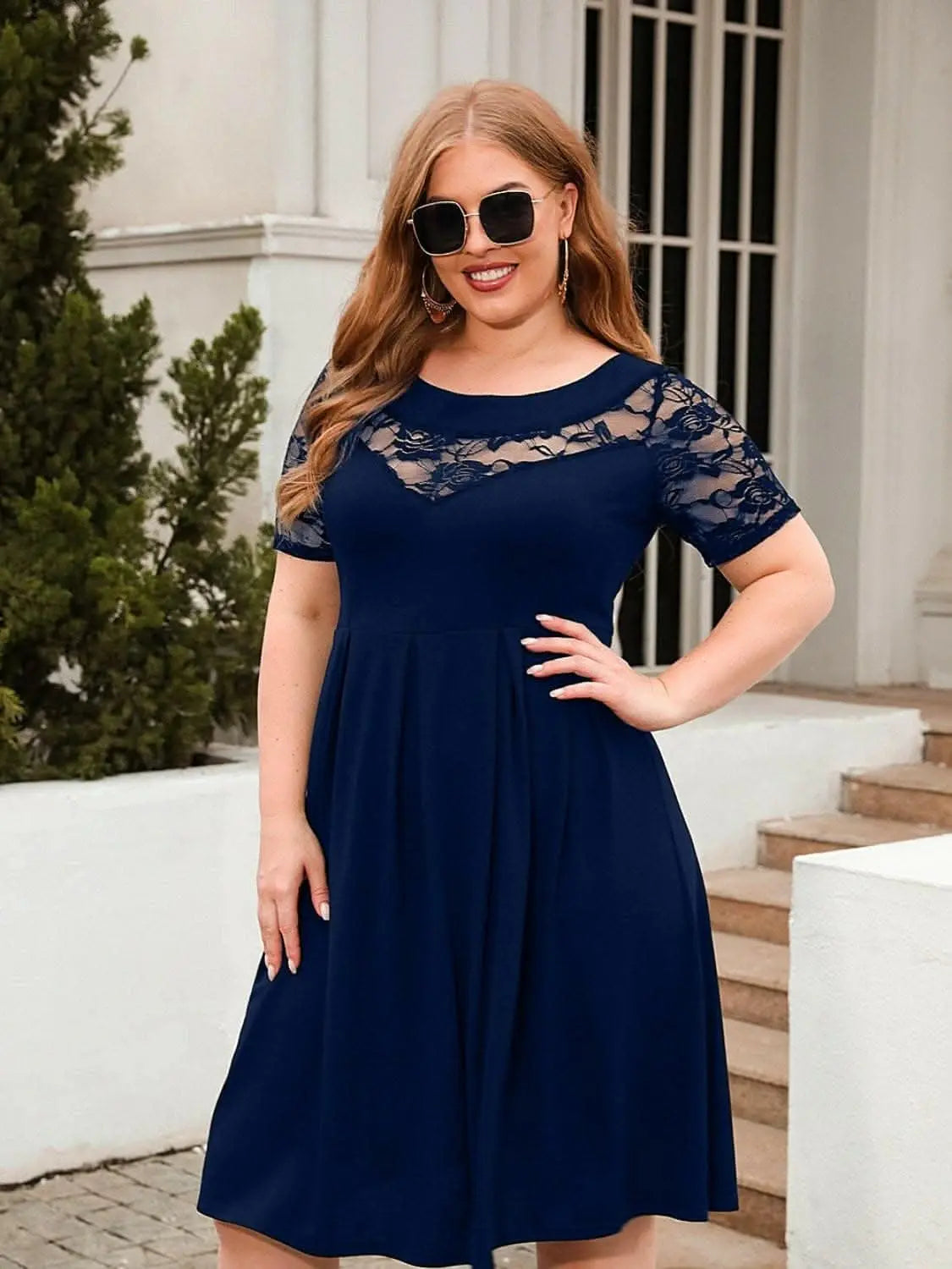 Elegant plus size lace dress - Love Salve 
