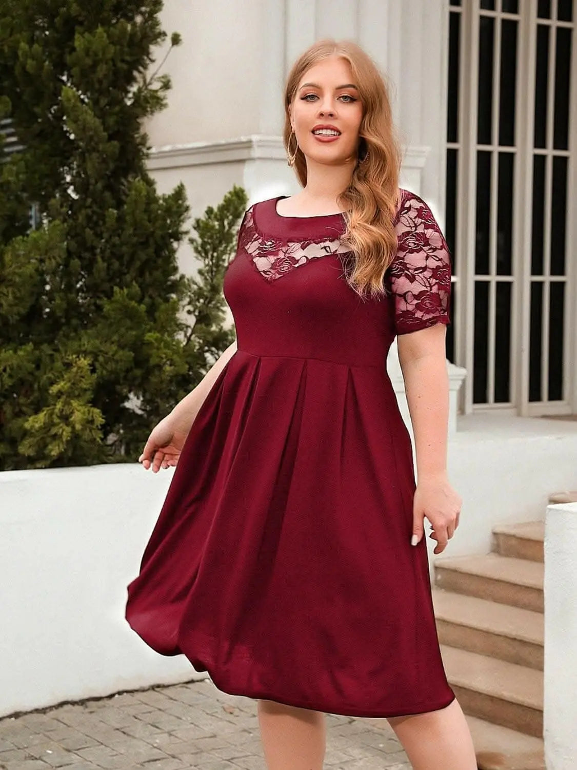 Elegant plus size lace dress - Love Salve 