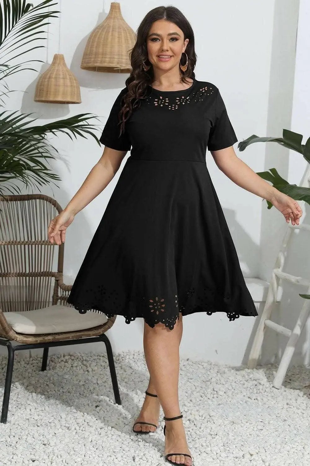 Elegant plus size sheer dress - Love Salve 