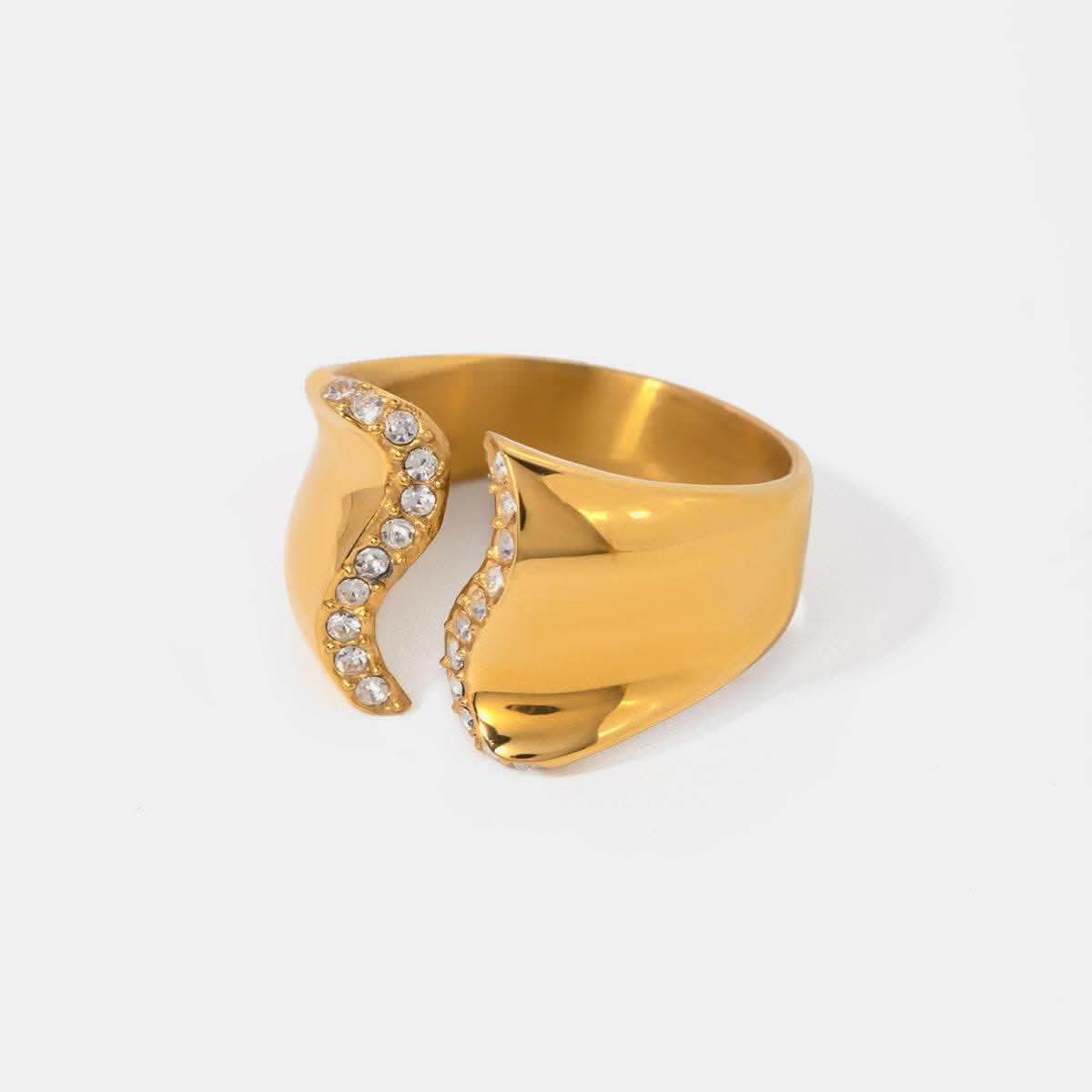Elegant rhinestone bypass ring 