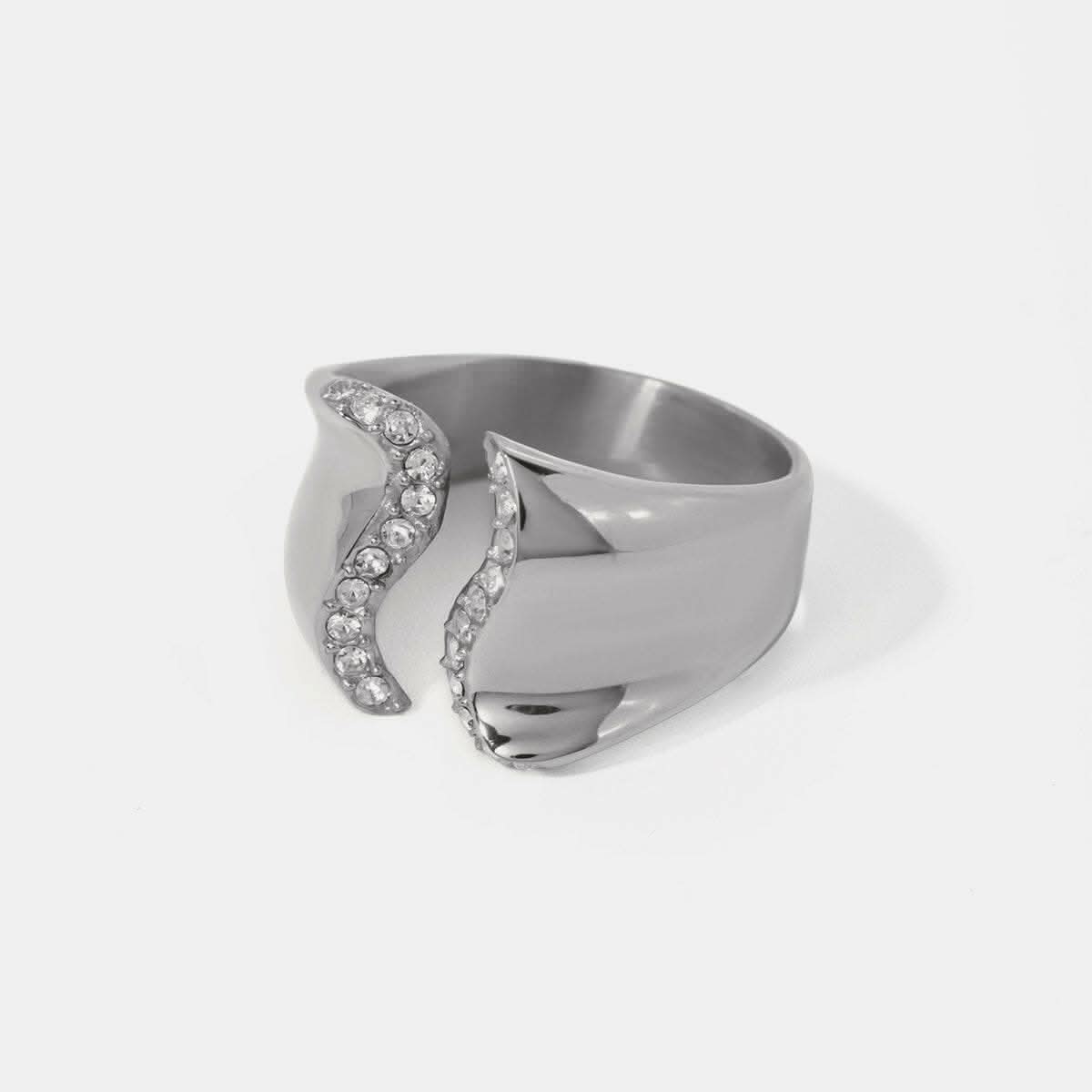 Elegant rhinestone bypass ring 