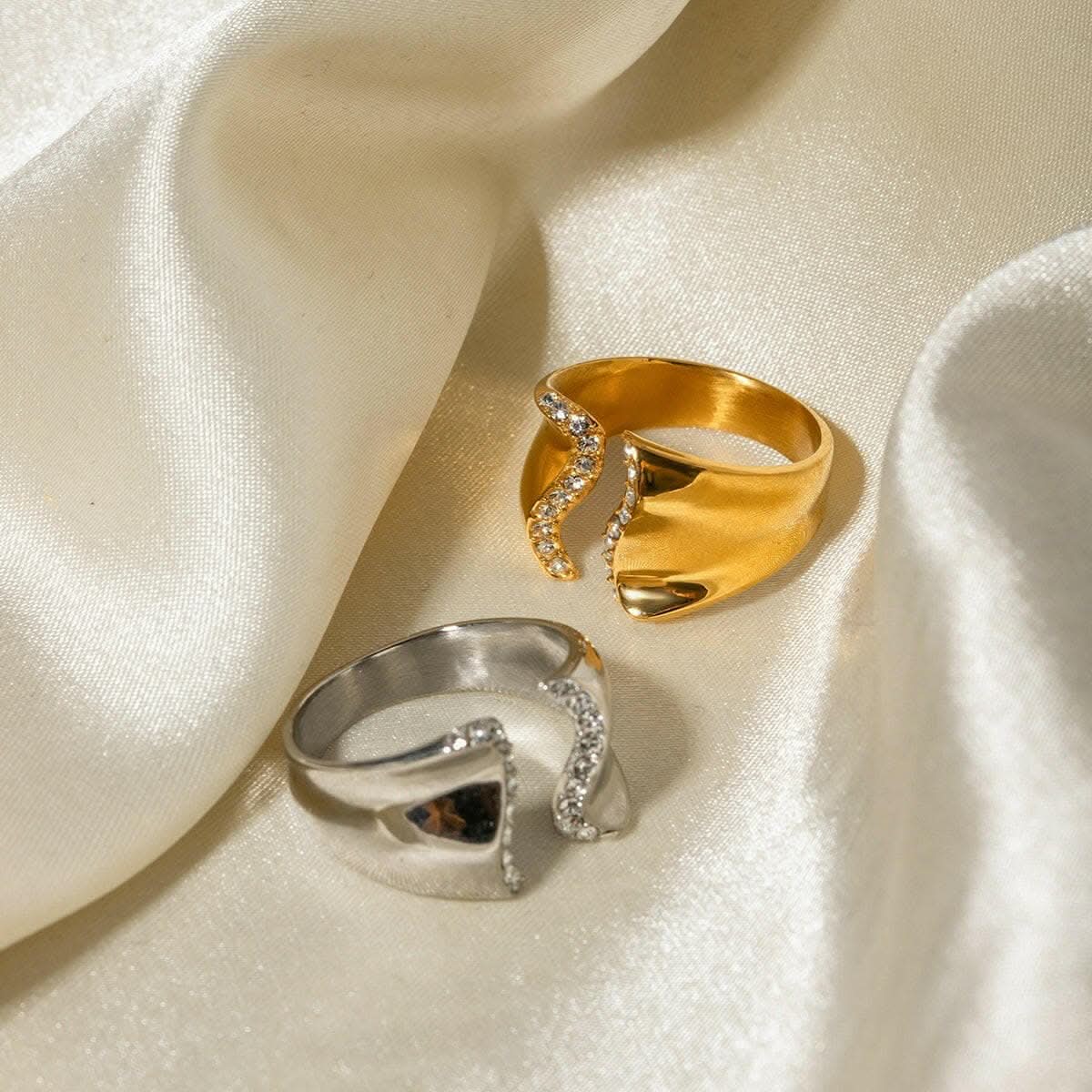 Elegant rhinestone bypass ring 