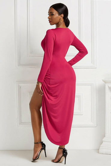 Elegant ruched surplice dress 