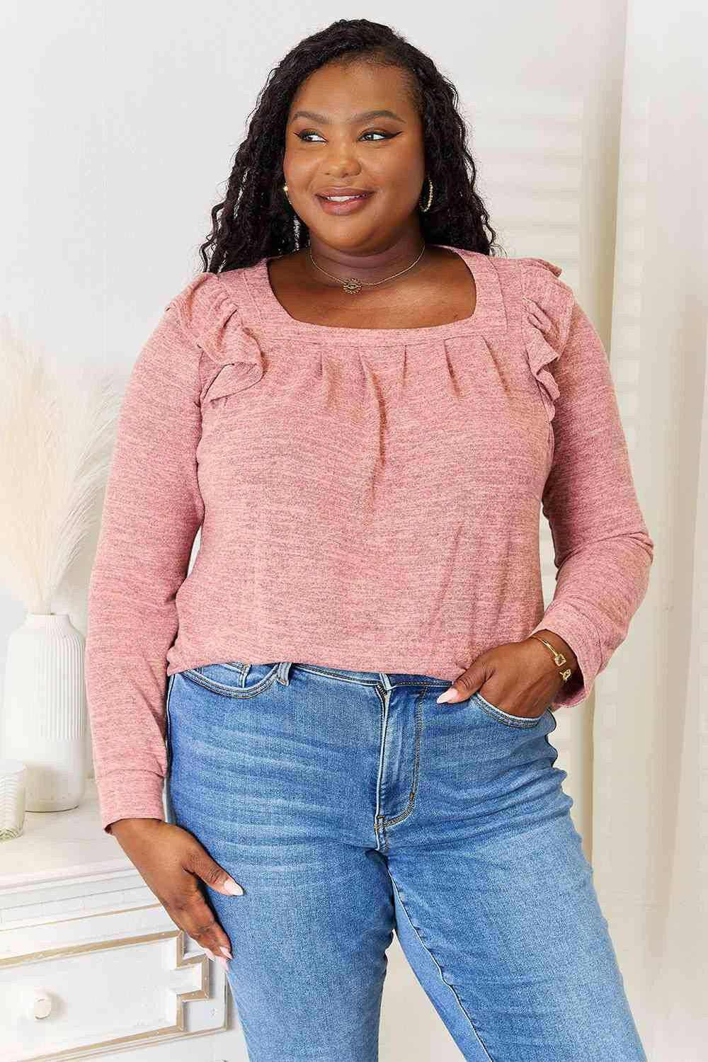 Elegant sheer blouse - ruffled accents - Love Salve 