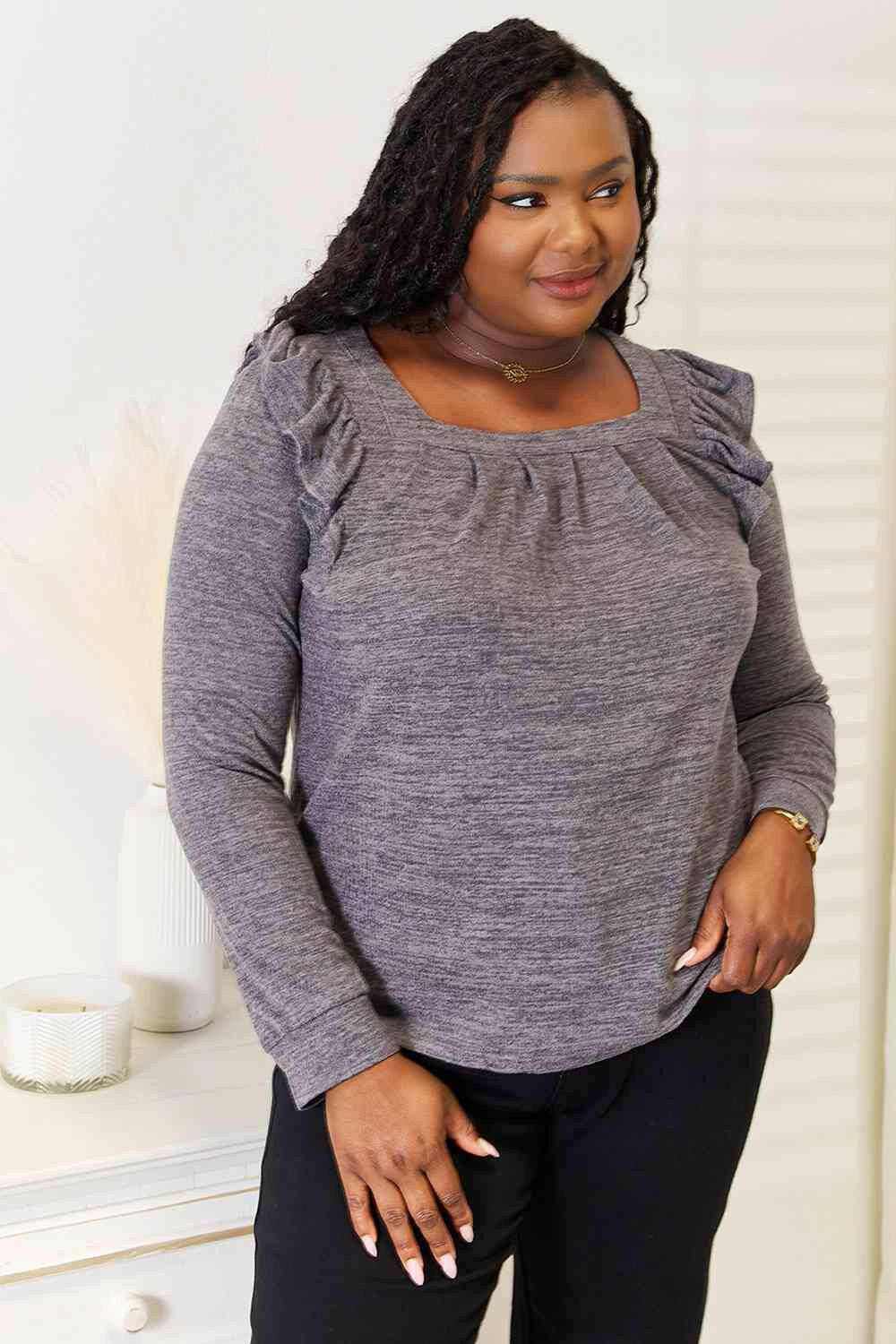Elegant sheer blouse - ruffled accents - Love Salve 