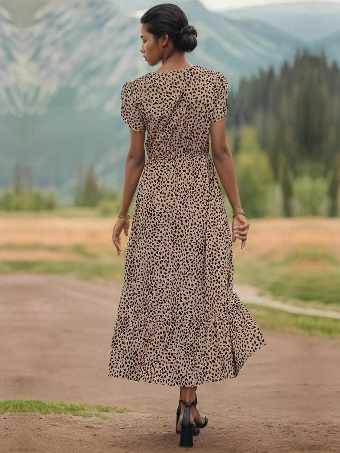 Elegant sheer v-neck dress - Love Salve 