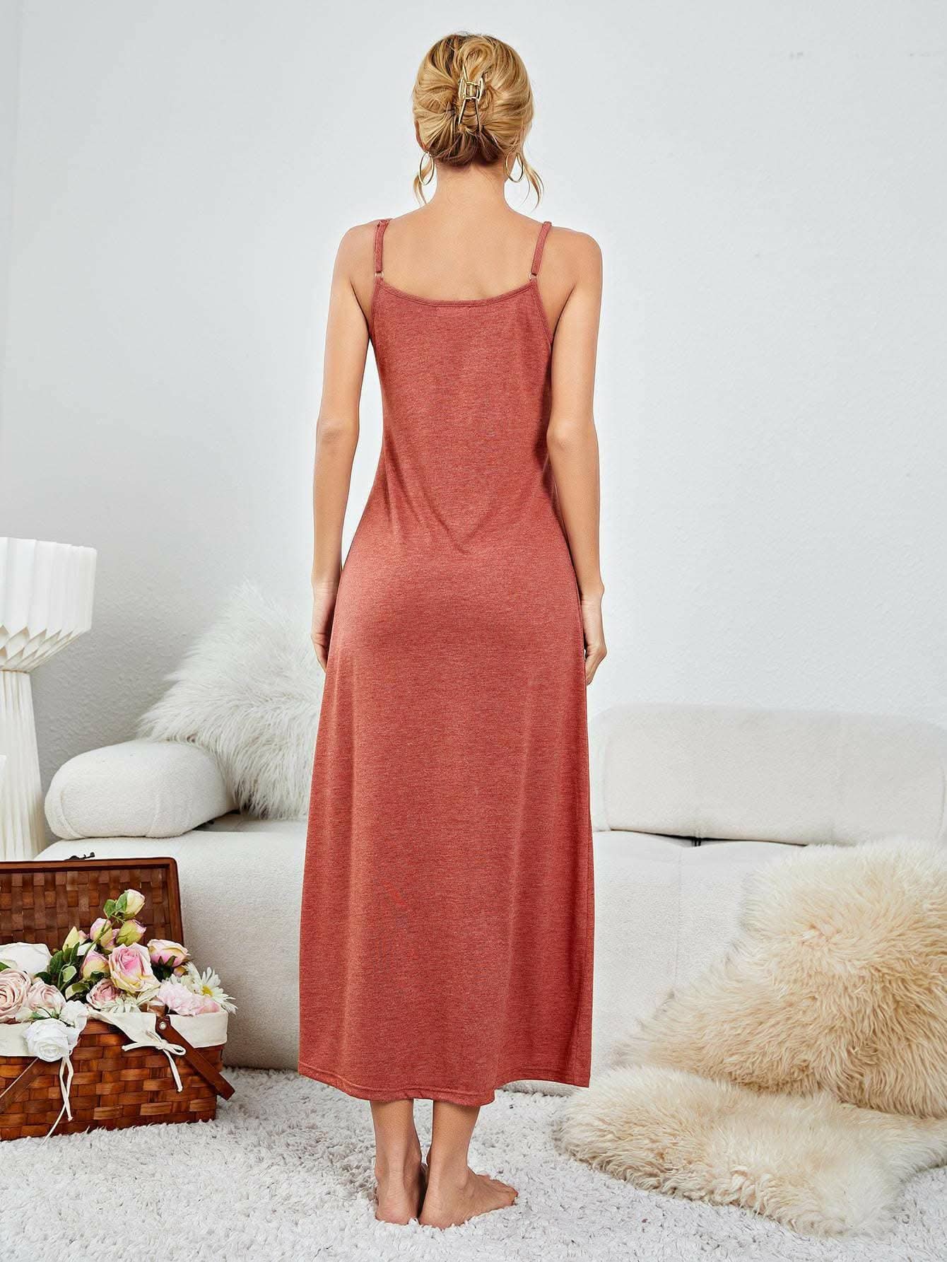 Elegant sleeveless nightgown - scoop neck 