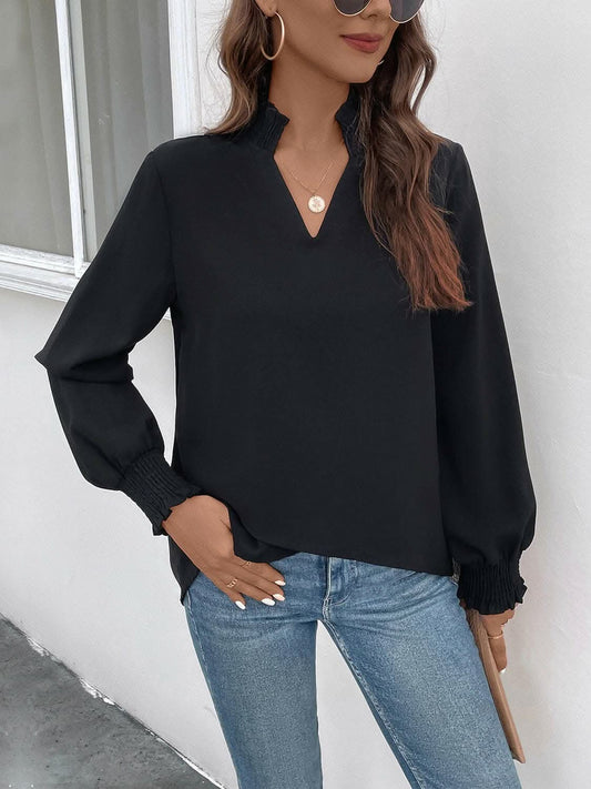 Elegant smocked long sleeve blouse - Love Salve 