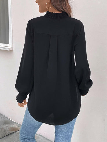 Elegant smocked long sleeve blouse - Love Salve 