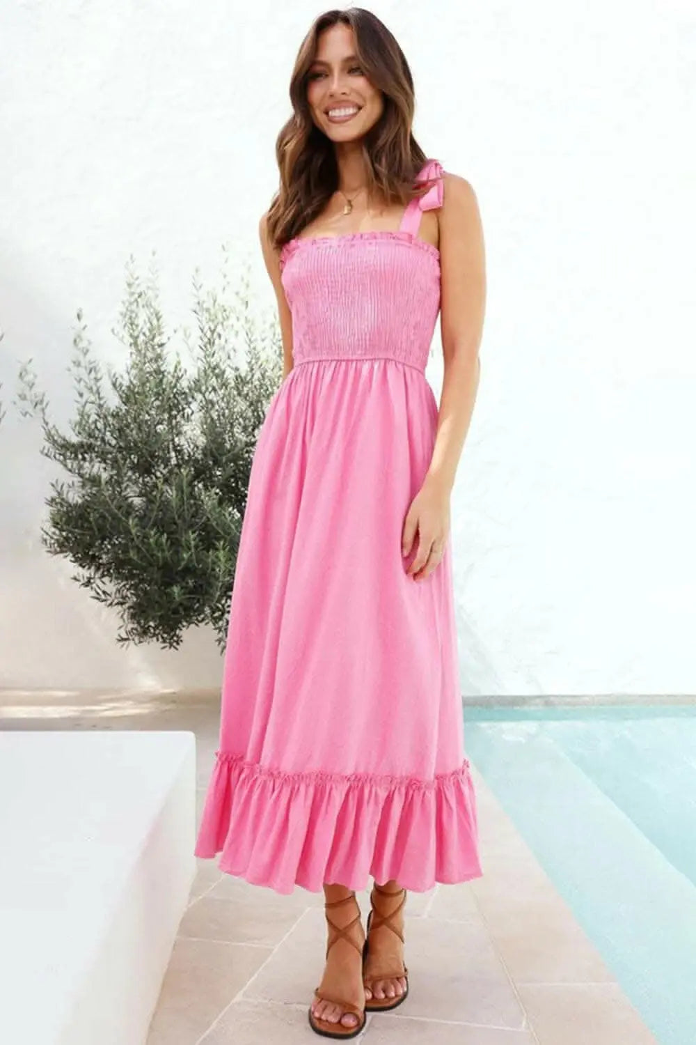Elegant smocked ruffled dress - Love Salve 