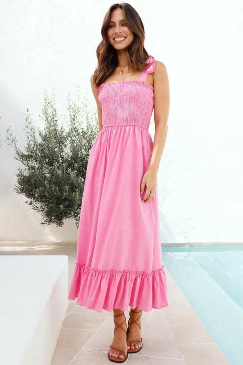 Elegant smocked ruffled dress - Love Salve 