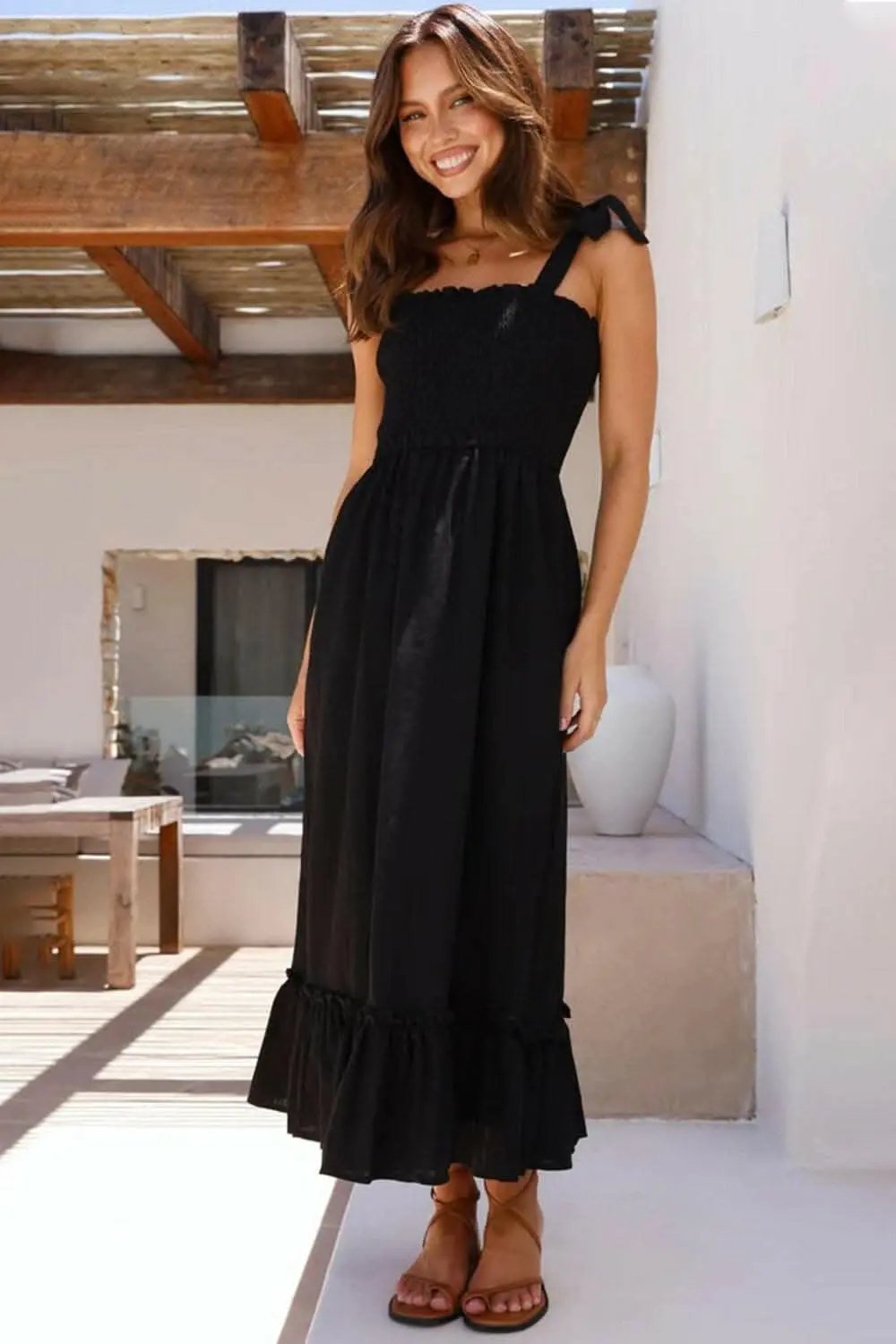 Elegant smocked ruffled dress - Love Salve 