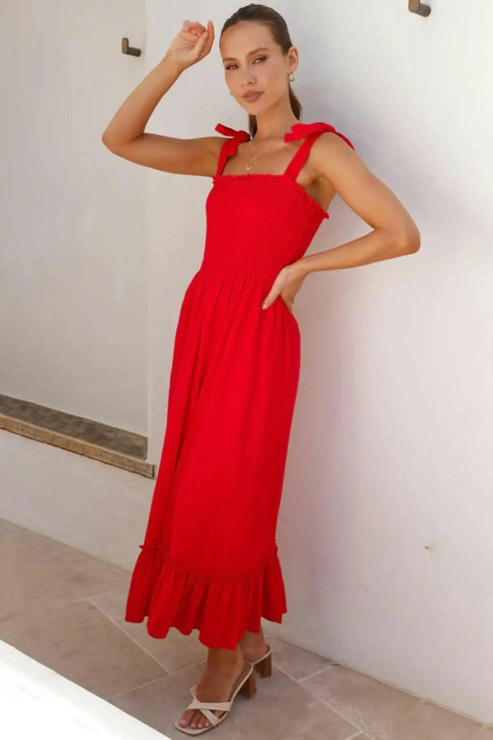 Elegant smocked ruffled dress - Love Salve 