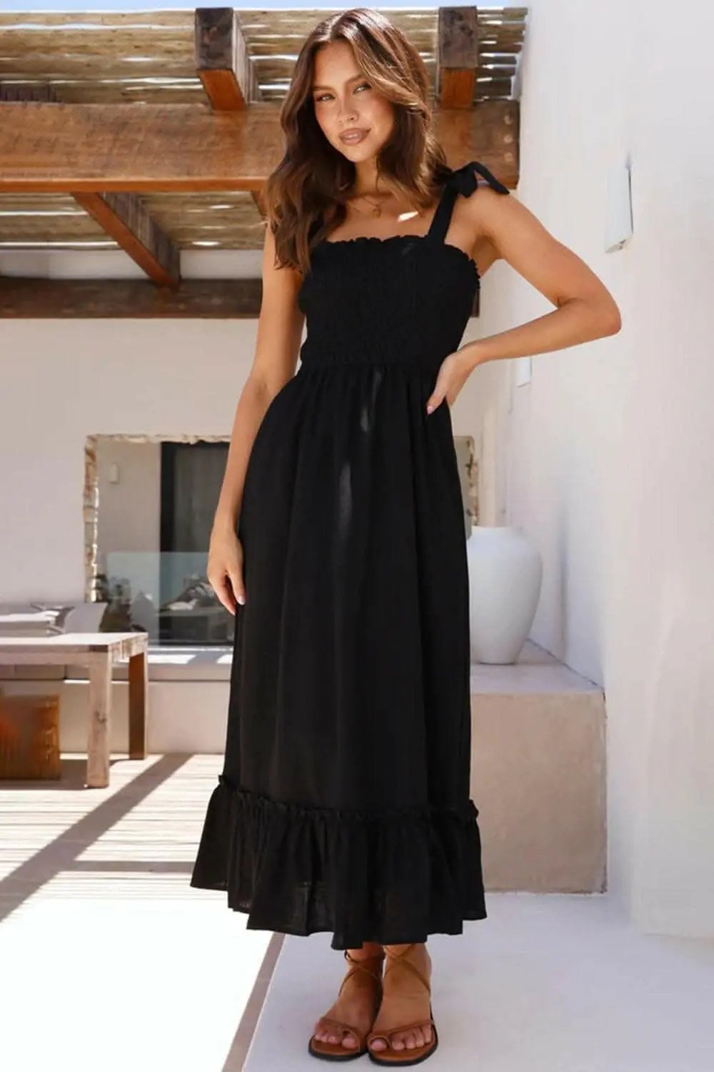 Elegant smocked ruffled dress - Love Salve 