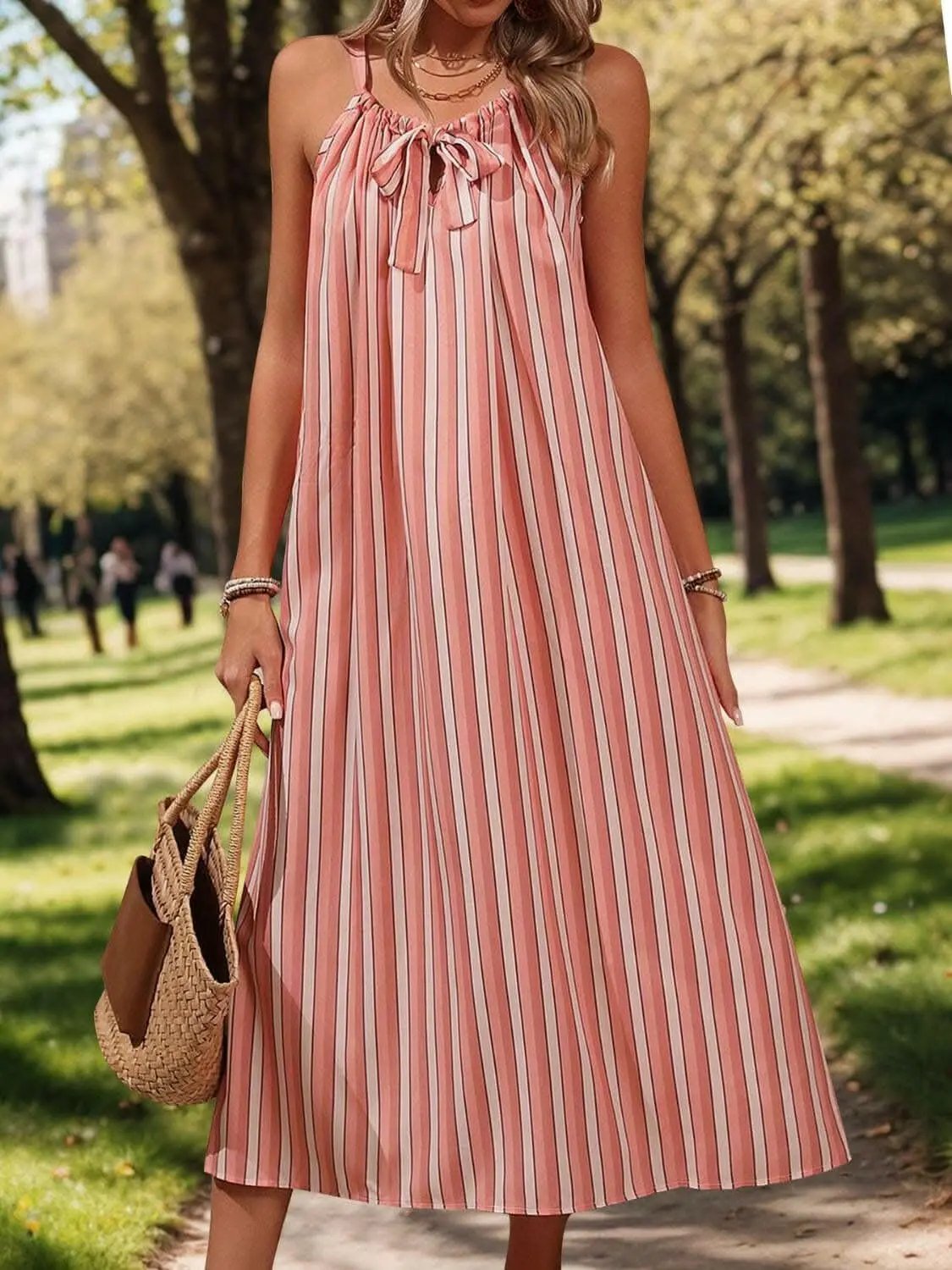 Elegant striped midi dress - Love Salve 