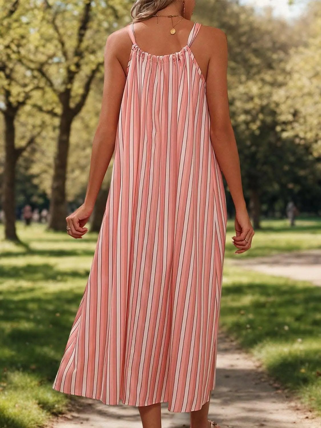 Elegant striped midi dress - Love Salve 