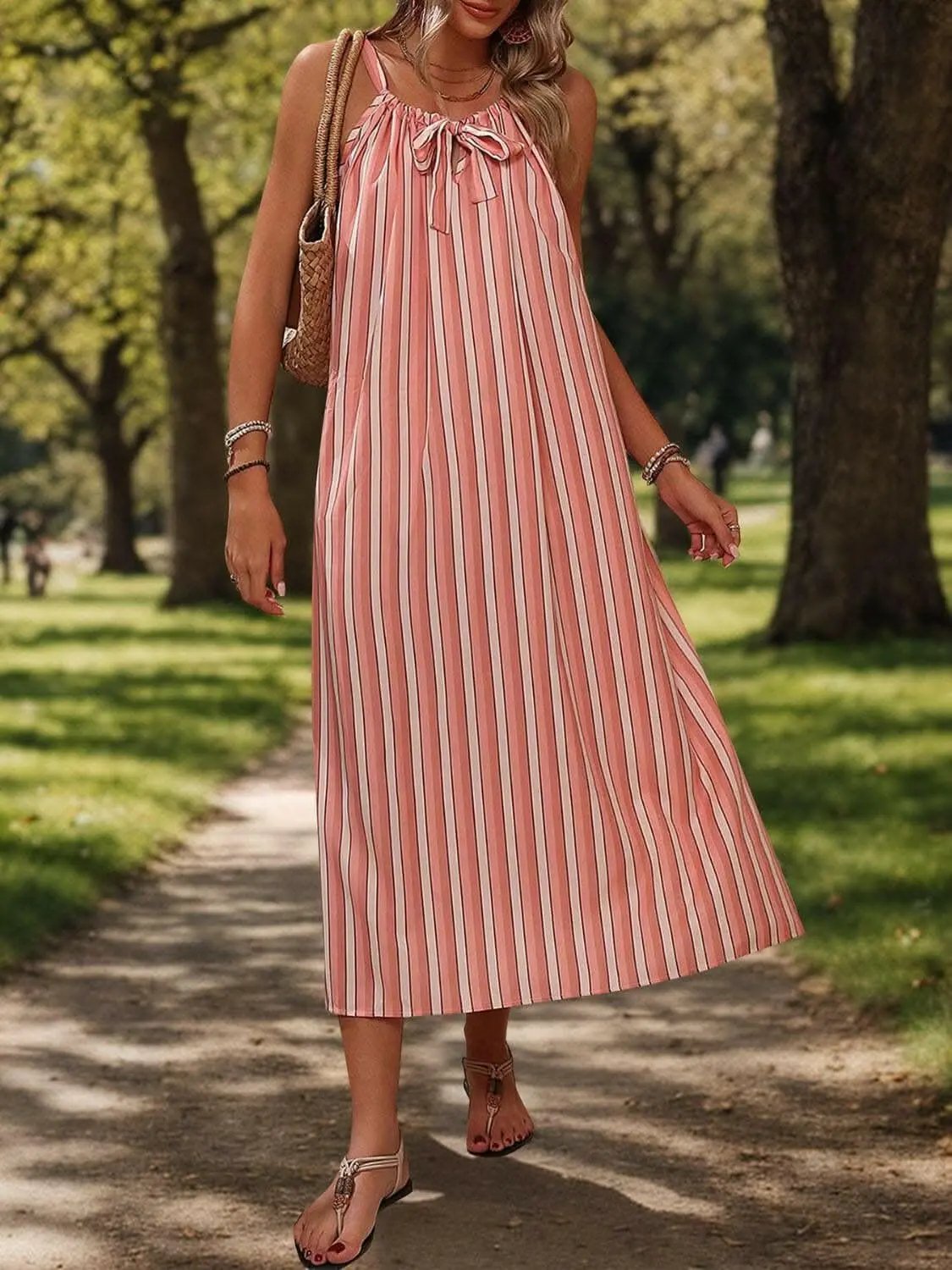 Elegant striped midi dress - Love Salve 