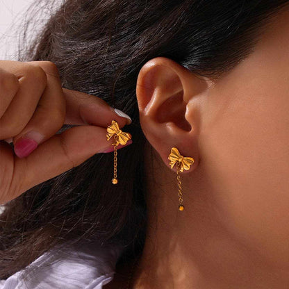 Elegant titanium steel bow earrings - Love Salve 