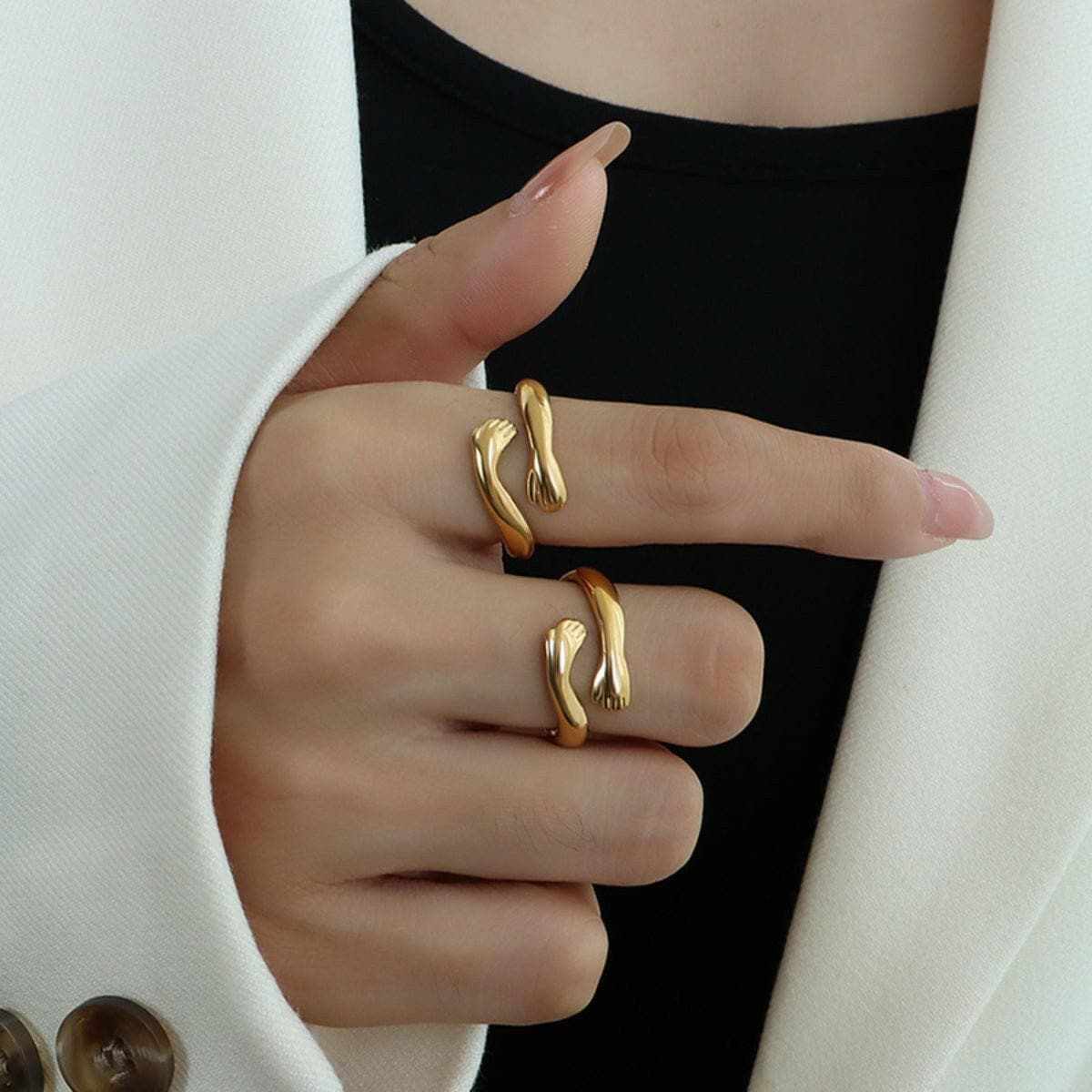 Elegant titanium steel hug ring - Love Salve 